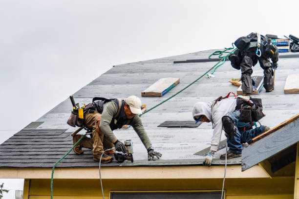 Professional Gutter Installation technician working in Russiaville, IN